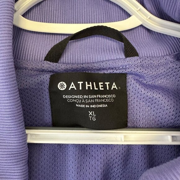 Athleta Brooklyn Bomber Jacket Size XL NWT Purple Geometric Mesh Lined Casual - Picture 3 of 11